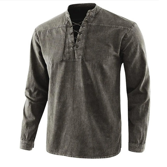 Collar Summer Band Men's Light Black Shirt