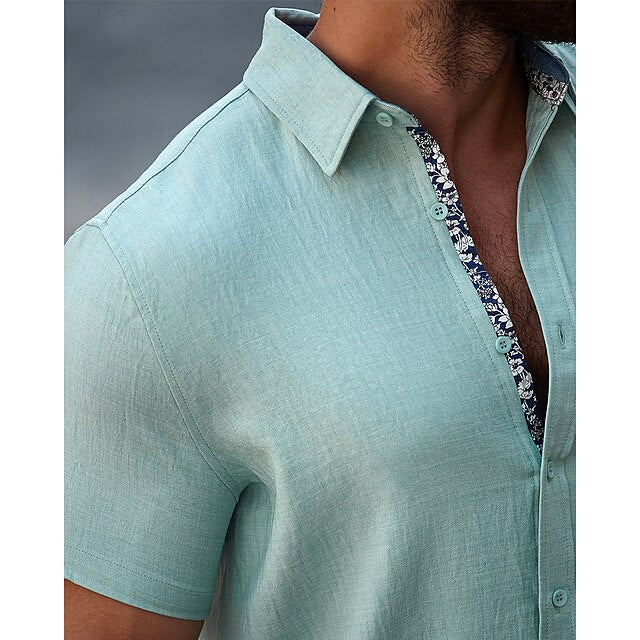 Up Casual Button Shirt Summer Beach Men's