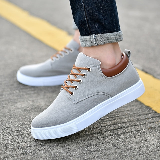 Men's Size Plus Walking White Sneakers Skate Shoes