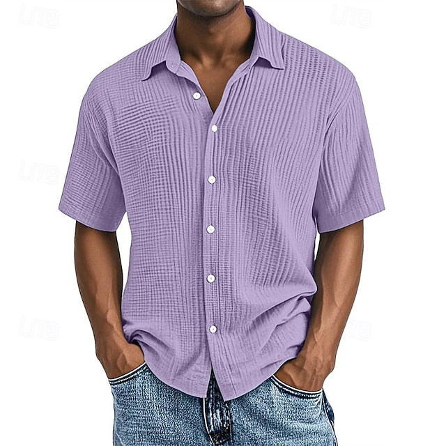 Up Shirt Beach Men's Summer Button Casual