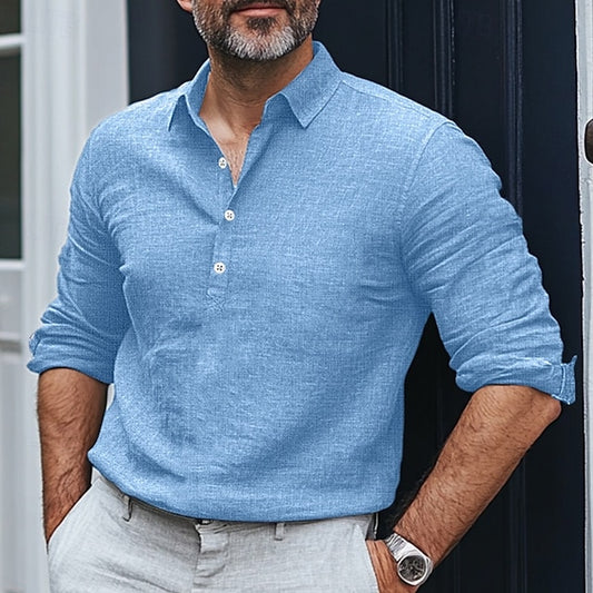 Plain Beach Wear Summer Linen Men's Shirt