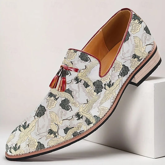 Loafers - with Tassel Jacquard Floral Men's Slip-On Detail