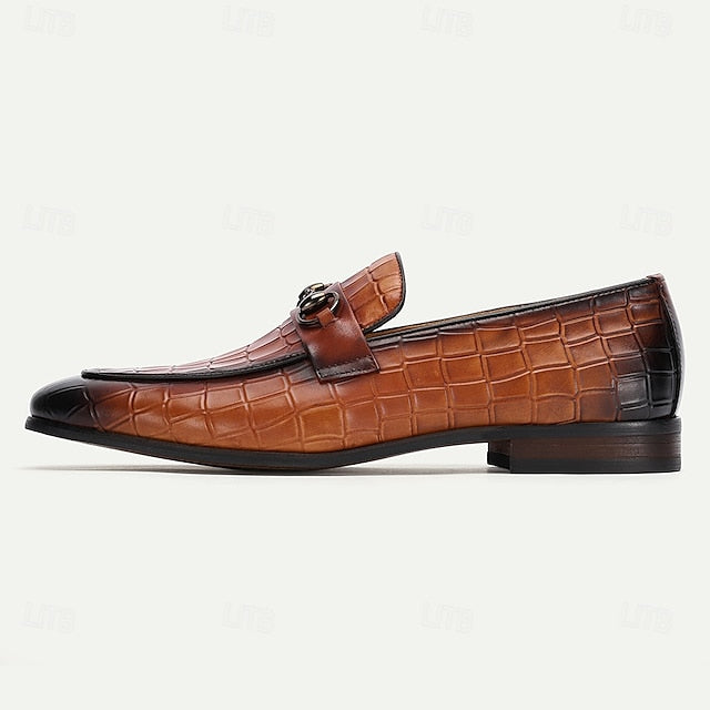 - Men's Crocodile Loafers Pattern Leather Cowhide Premium