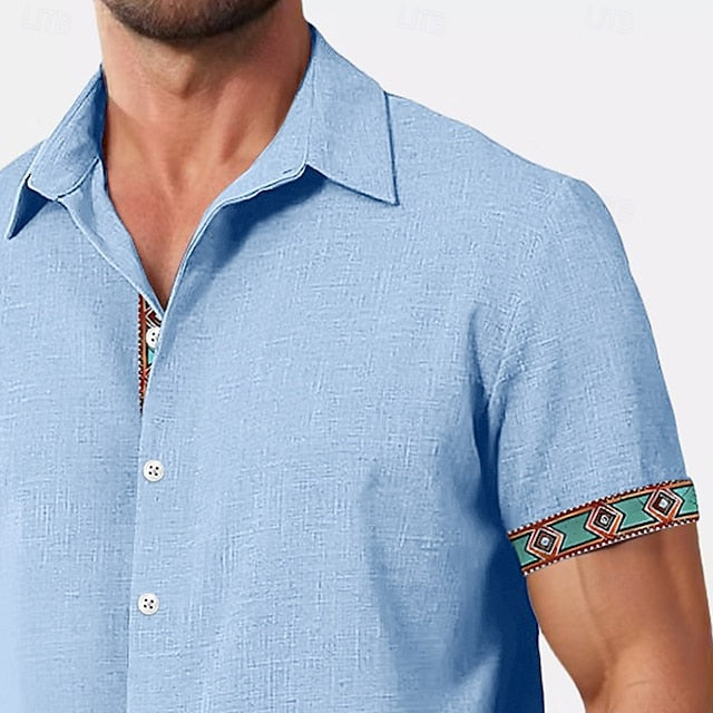 Men's Shirt Summer Wear Plain Beach Linen
