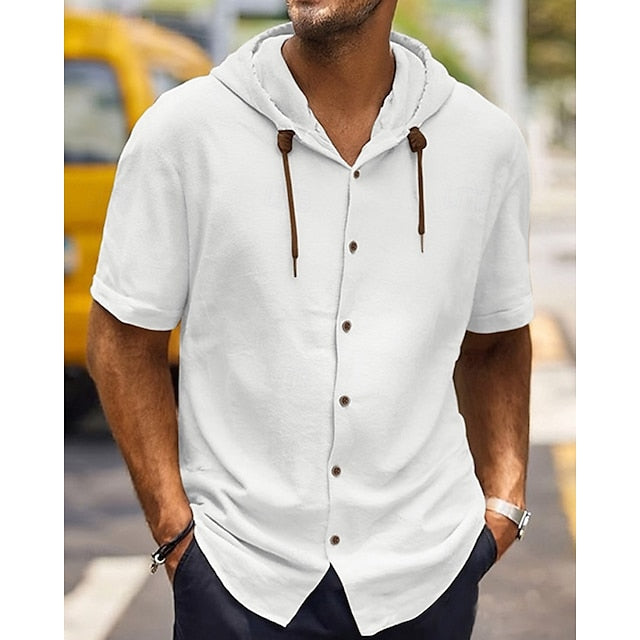 Up Shirt Men's Casual Linen Plain Button