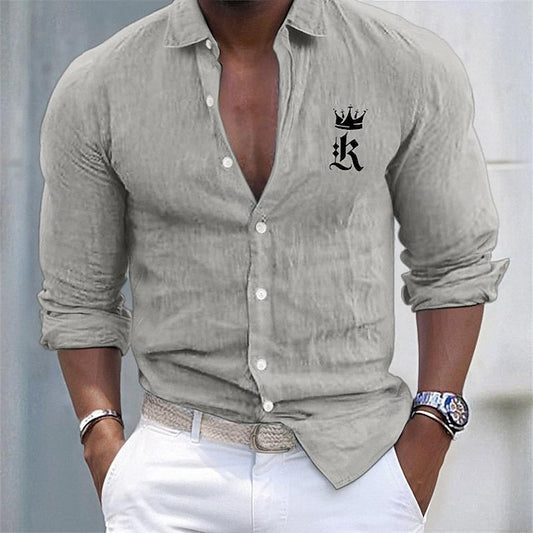 Shirt Men's White Linen Cotton Casual