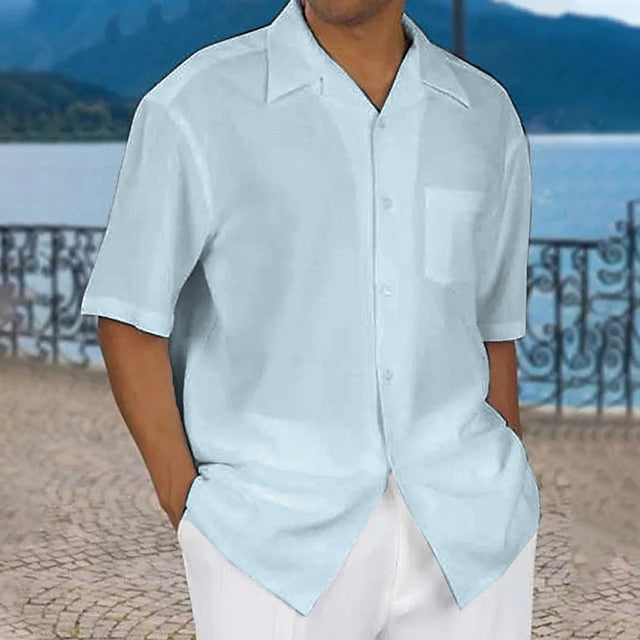 Up Men's Shirt Button Casual Summer Beach