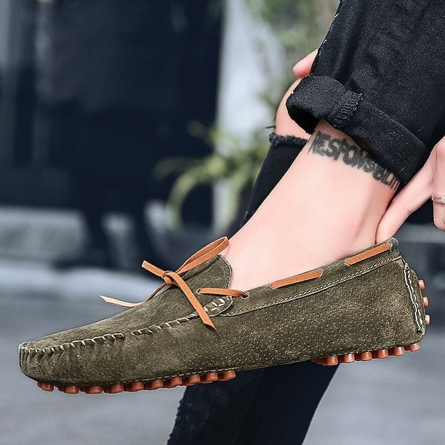 Loafers Suede Driving Men's Slip-On with Flexible Shoes: