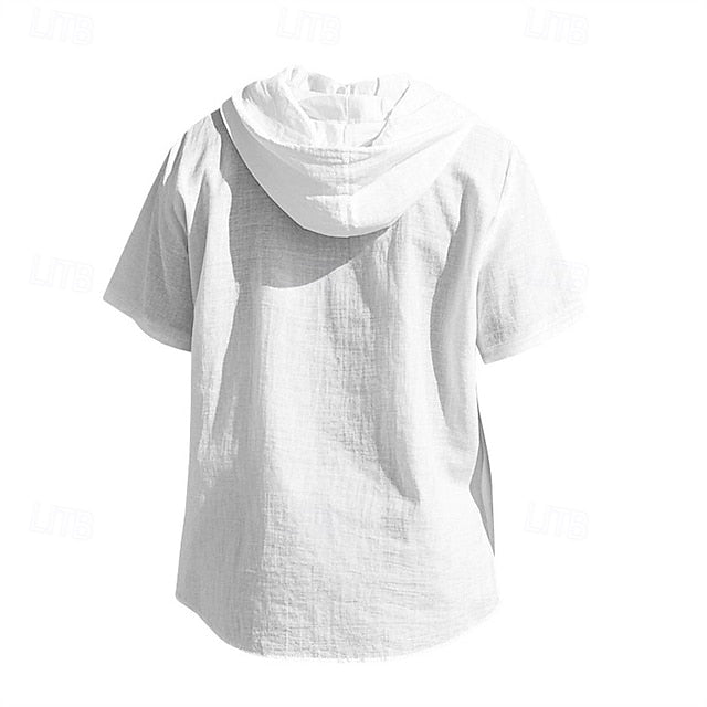 Cotton White Shirt Casual Men's Up Button