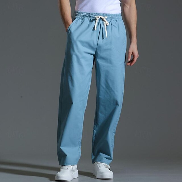 Drawstring Pocket Trousers Pants Casual Men's Waist Elastic