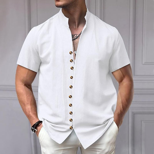 Mandarin Chinese Linen Men's Collar Shirt