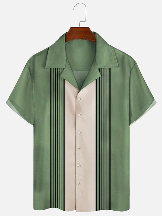 Collar Shirt Casual Cuban Men's Summer
