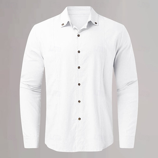 Plain Casual Linen Cotton Shirt Daily Vacation Men's Black