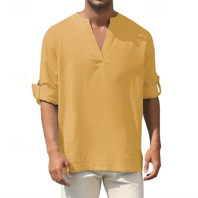 Shirt Linen Casual Cotton Men's