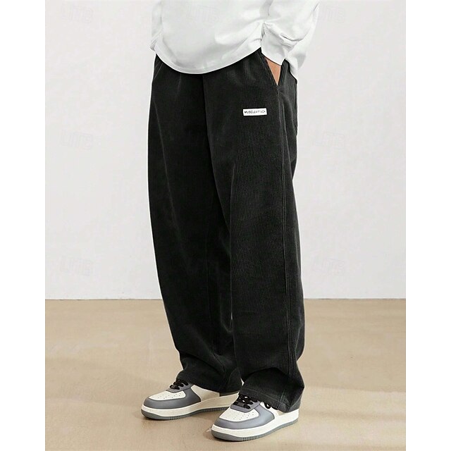 Trousers Pants Straight Leg Men's Corduroy Athletic