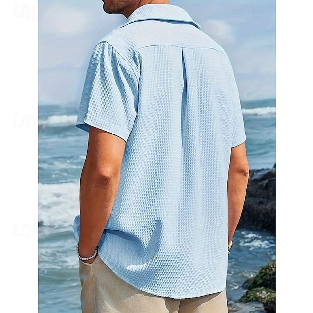 Knit Waffle Summer Men's Shirt Casual