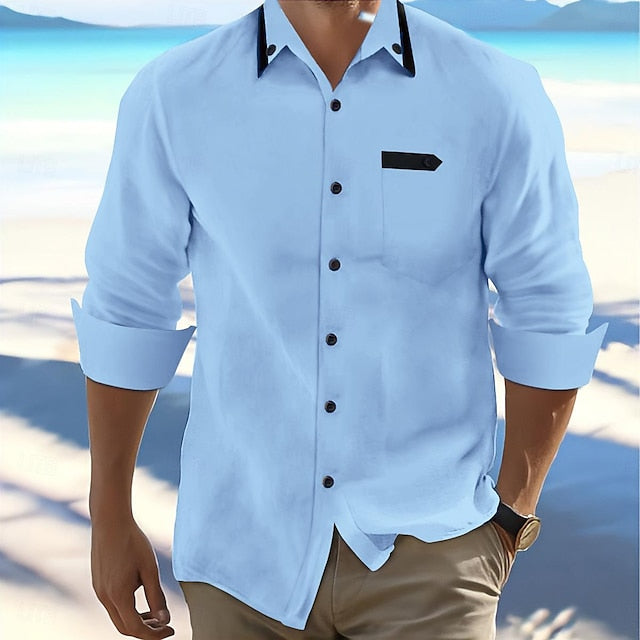 Casual Shirt Button Up Beach Summer Men's
