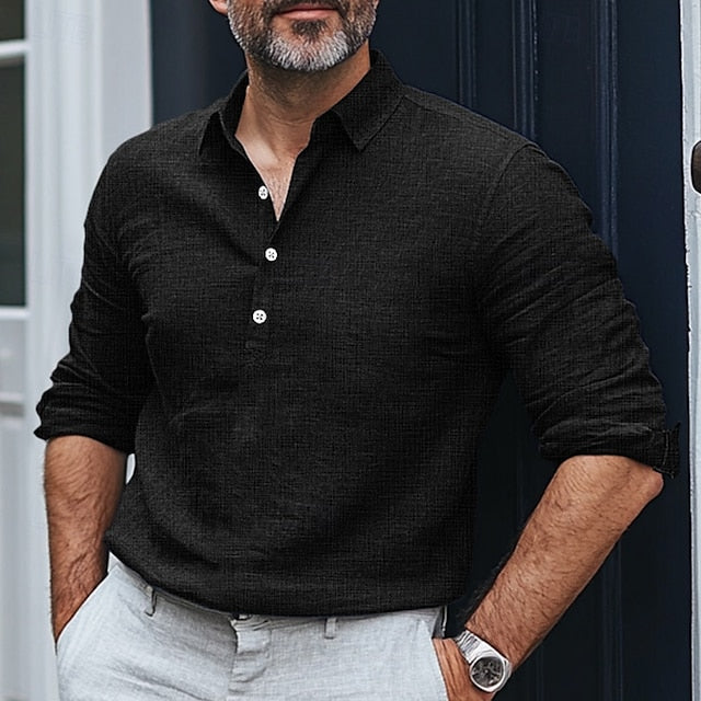Plain Beach Wear Summer Linen Men's Shirt