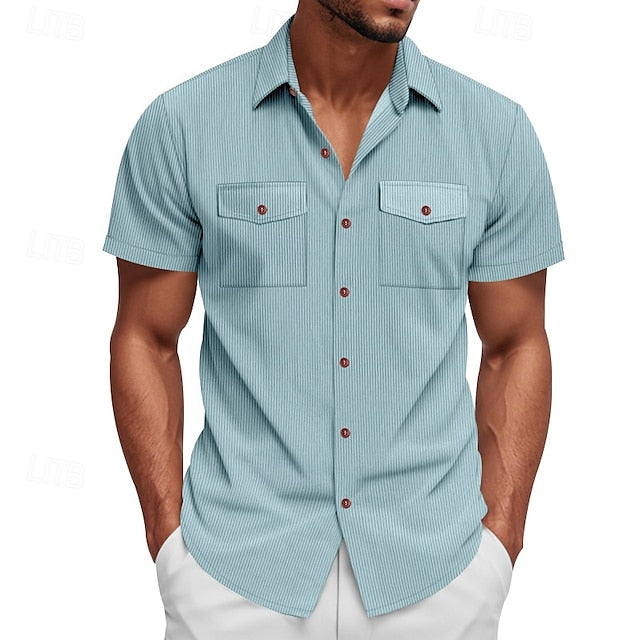 Men's Button Beach Casual Summer Up Shirt