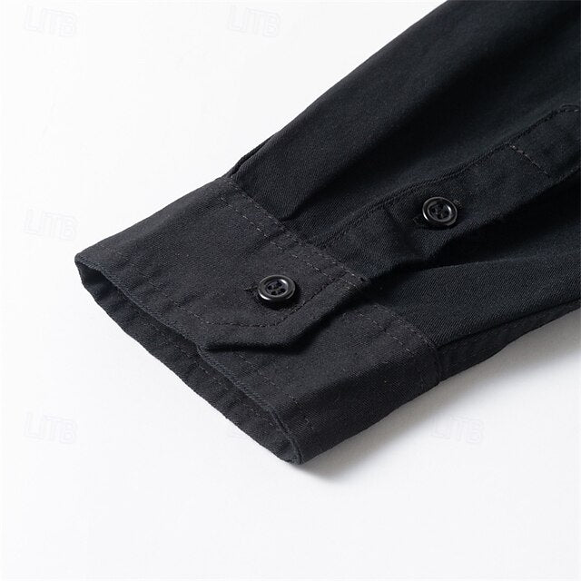 Up Button Summer Men's Black Shirt Casual