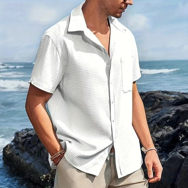 Knit Waffle Summer Men's Shirt Casual