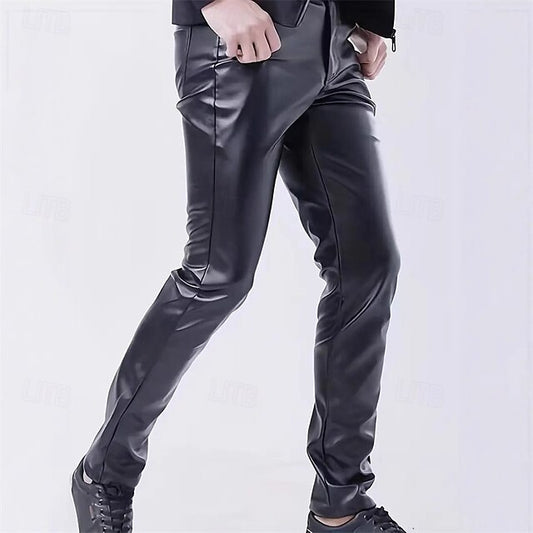 Chinos Men's Summer Leather Shorts Pants Trousers Faux