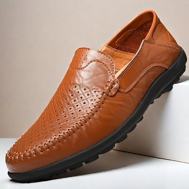 Loafers Faux - Breathable Perforated Men's Leather