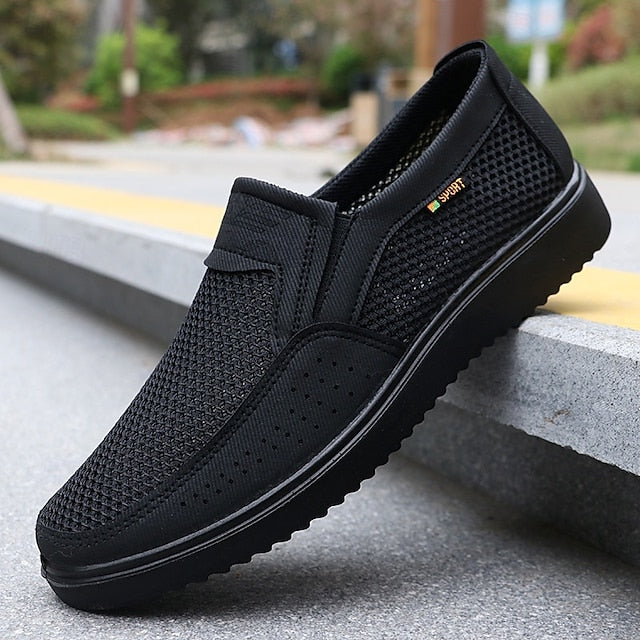 Breathable Mesh Men's Casual and White Black Slip-On