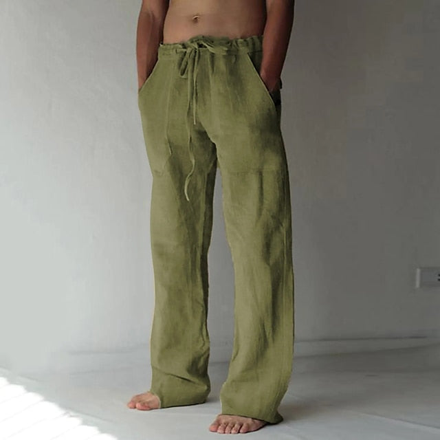 Beach Trousers Men's Linen Summer Pocket Pants Pants Pants