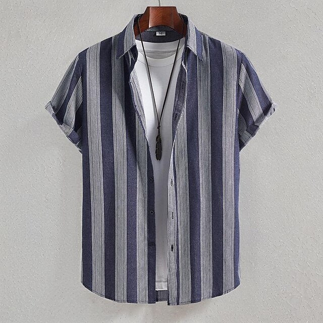 Casual Shirt Beach Summer Button Men's Up