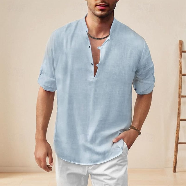 Linen Chinese Men's Shirt Collar Cotton