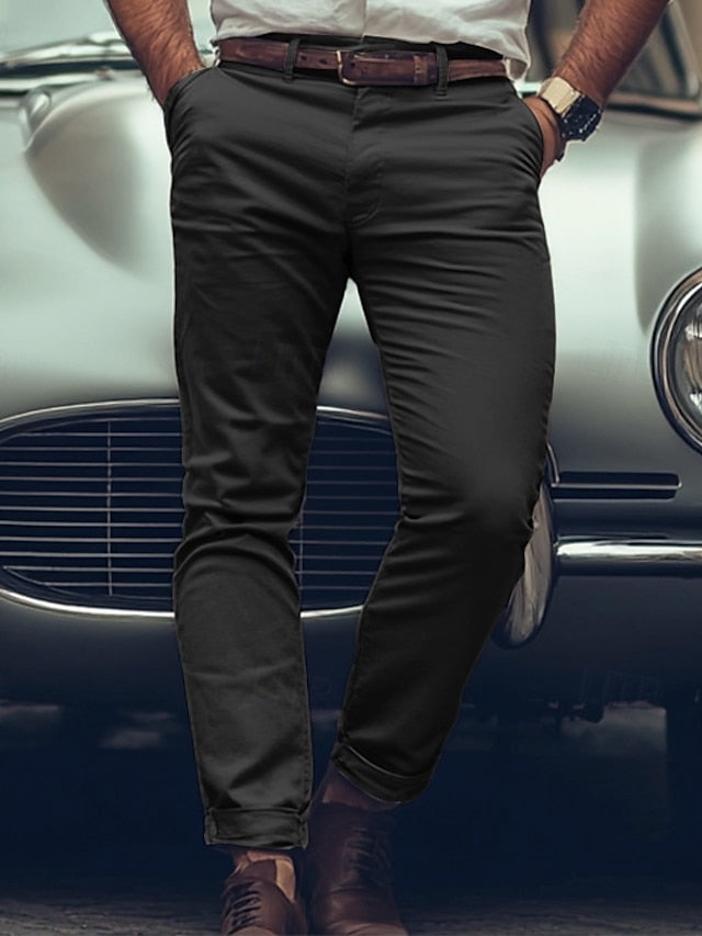 Trousers Chinos Men's Casual Pants Buttons Chino