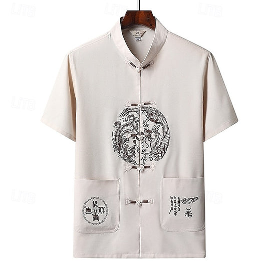 Up Beach Summer Shirt Casual Button Men's