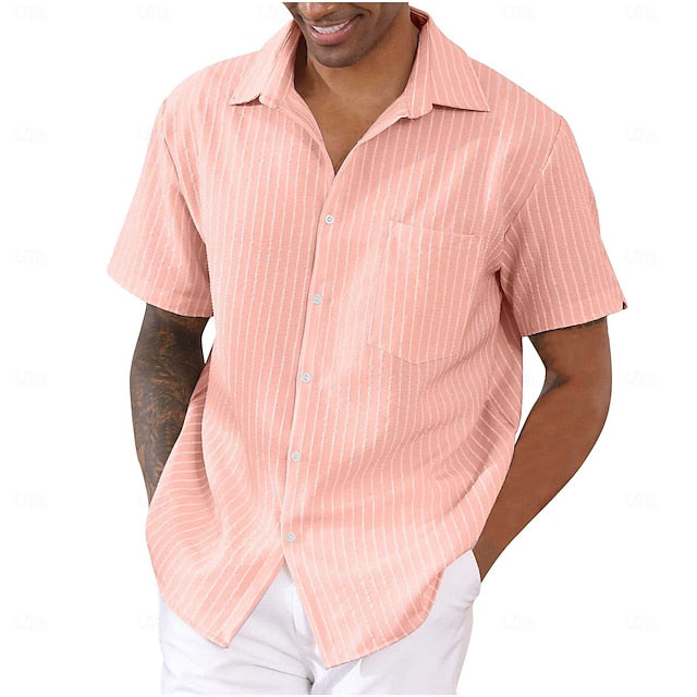 Summer Button Up Striped Men's Shirt
