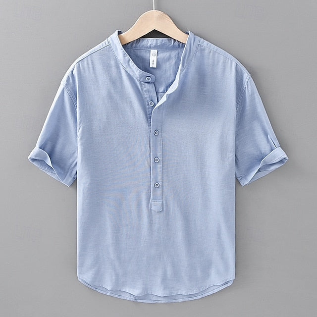 Popover Shirt Cotton Linen Casual Men's