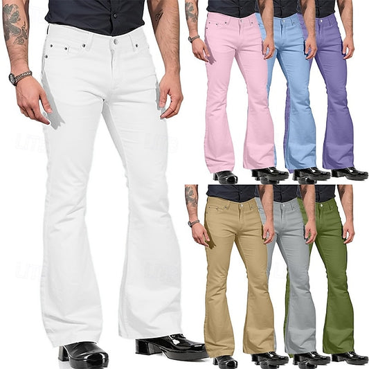 Flared Buttons Trousers Casual Pants Pocket Men's