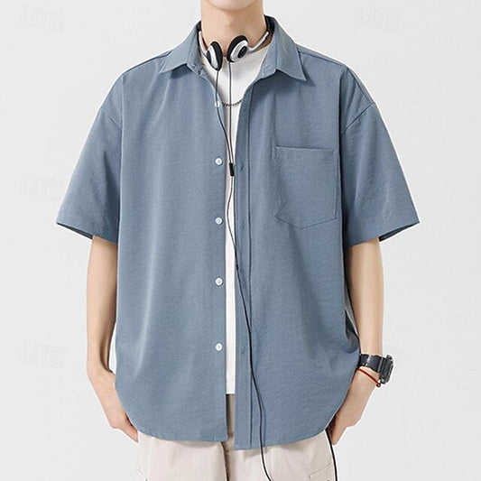 Button Summer Up Shirt Beach Casual Men's
