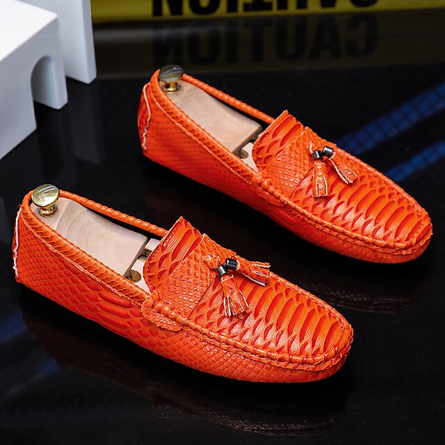 – Printed Loafers Casual White Men's Lightweight Slip-On