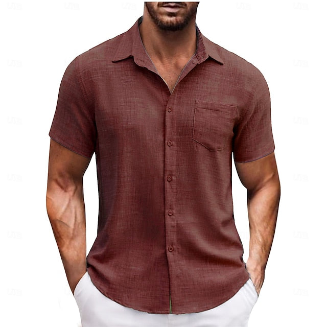 Up Beach Casual Button Summer Shirt Men's