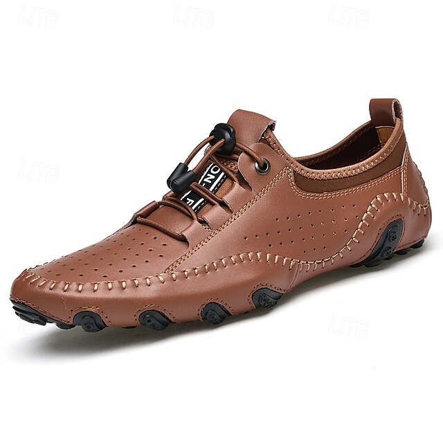 Shoes Casual Perforated with Men's White Hand-Stitched
