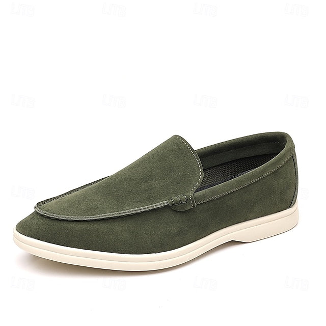 Slip-On Breathable Men's Faux – Casual Light Blue Loafers