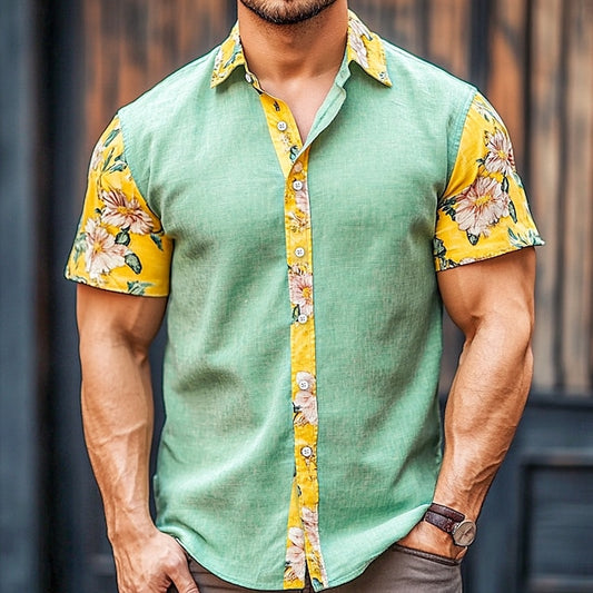 Men's Hawaiian Linen Summer Shirt Beach