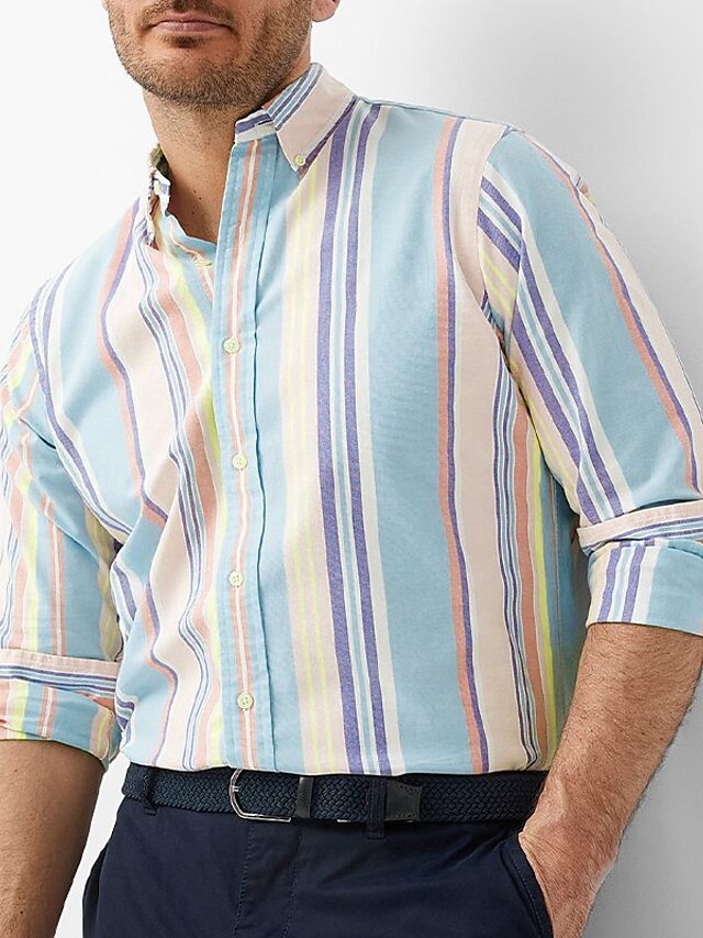 Men's Casual Button Up Striped Shirts Shirt