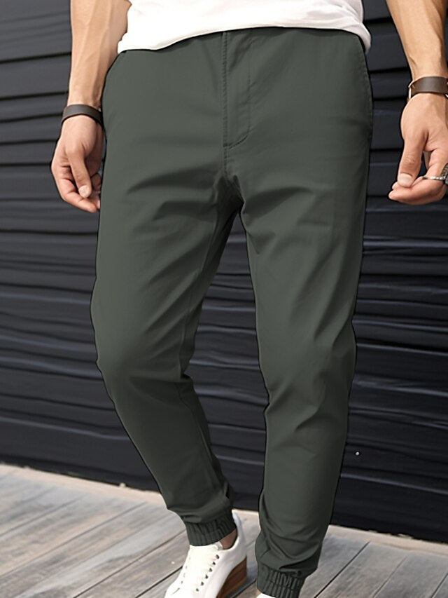 Pocket Pants Chinos Joggers Elastic Trousers Casual Men's