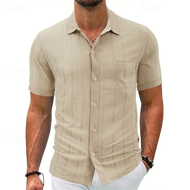 Shirt Button Up Men's Summer Casual Beach