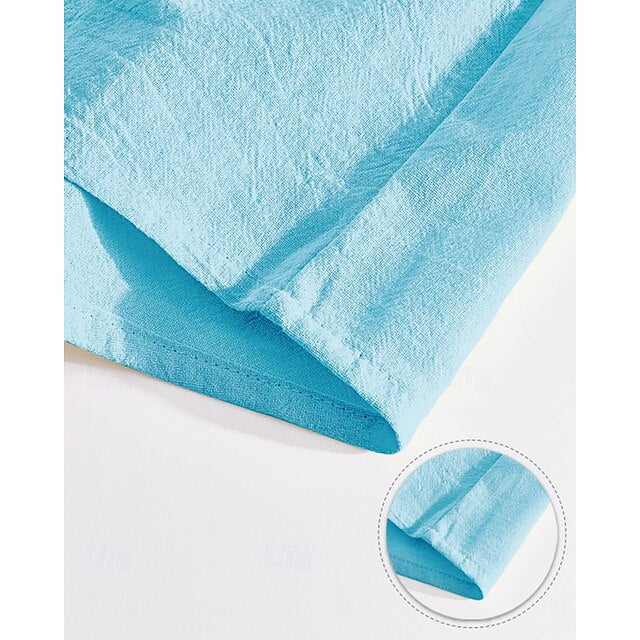 Up Shirt Men's Casual Linen Plain Button