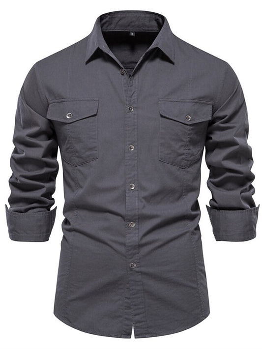 Button Shirt Up Men's Blue Black Casual Navy
