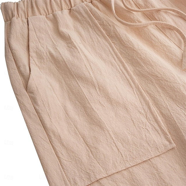 Beach Trousers Men's Linen Summer Pocket Pants Pants Pants