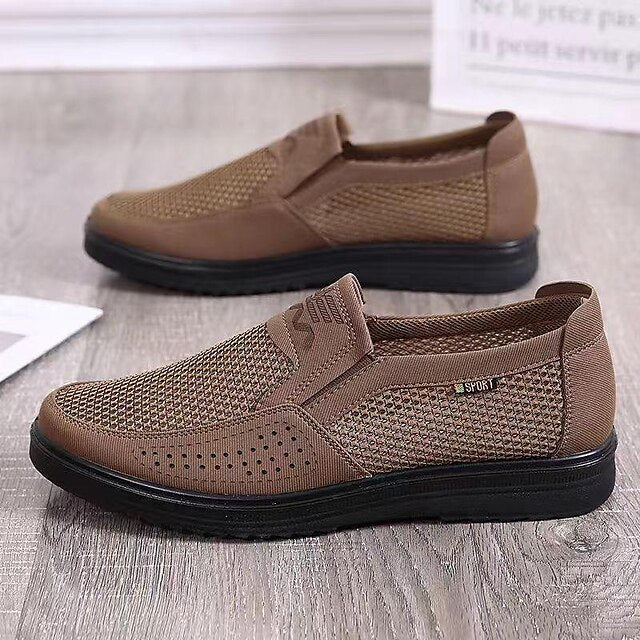 Mesh Slip-On Men’s Walking Brown with Breathable Shoes Upper