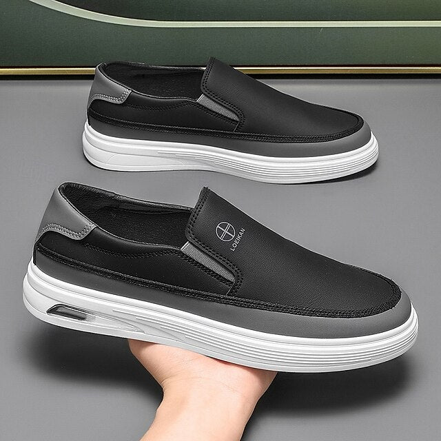 Accent Gold and Slip-on with White Men's Sneakers